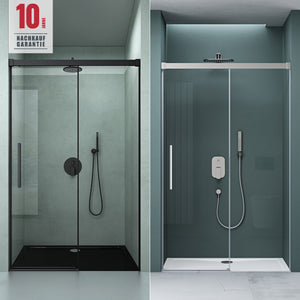 glasvilla Puerta de ducha Puerta de nicho ducha Separación de ducha Cromo y Negro Cabina de ducha Puerta corredera de nicho 6mm vidrio de seguridad ESG incl. Soft-Close Teramo12K
