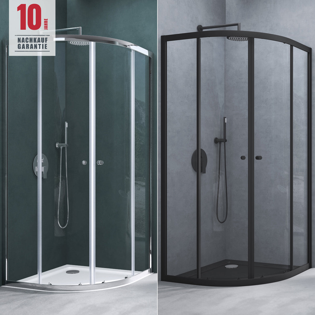 glasvilla Duschkabine viertelkreis Dusche Duschabtrennung mit 2 Schiebetüren ESG-Sicherheitsglas Nano-Beschichtung Ravenna32K