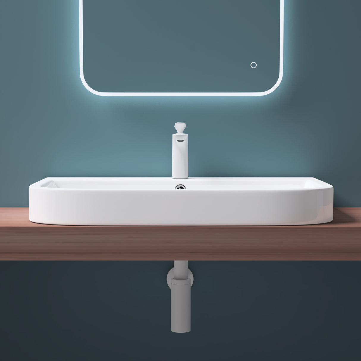 glasvilla Waschbecken Aufsatzwaschbecken Hängewaschbecken Brüssel5021 BTH: 81x49x18cm Weiß aus Keramik inkl. Nano-Beschichtung