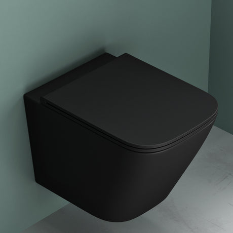 glasvilla Spülrandlos Wand WC schwarz Hänge WC + WC Sitz (mit Softclose) A112 NEU!!!