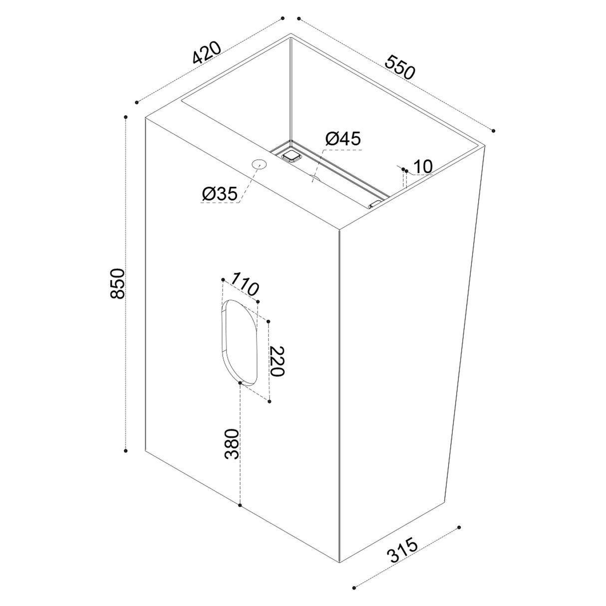 lavabo de diseño glasvilla freestanding Col40 blanco, de mineral, lavabo, BTH: 55x42x85cm