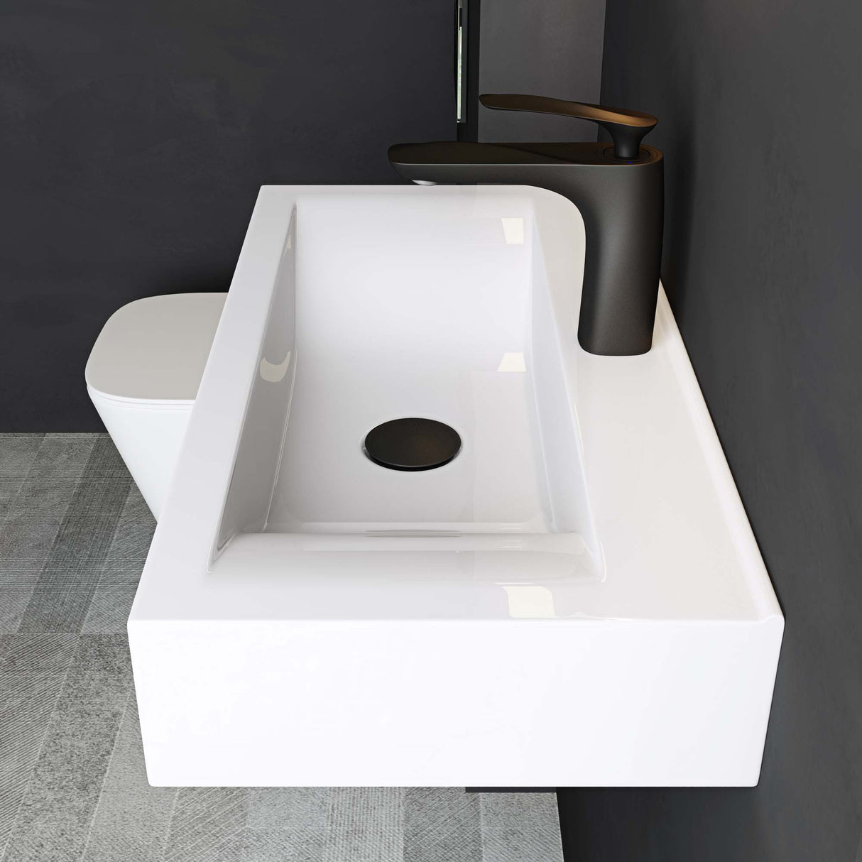 glasvilla Lavabo Suspendido sobre Encimera Baño | Rectangular | Blanco Brillante | 62x32x12cm | Cerámica | 1 Orificio para Grifo Brüssel118G