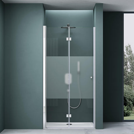 Porte de douche Glasvilla, porte de niche, cabine de douche avec porte pivotante, verre de sécurité trempé avec nano-revêtement, disponible en verre clair et partiellement dépoli Teramo26K+MS