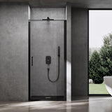 glasvilla Duschtür Nischentür dusche Duschabtrennung Chrom und Schwarz Duschkabine Schwingtür 8mm ESG-Sicherheitsglas mit Nanobeschichtung Hebe-Senk-Mechanismus Klarglas und Milchglas Streifen Teramo36K