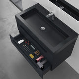 glasvilla Badmöbel-Set Waschbeckenunterschrank Waschtisch mit Unterschrank inkl. Mineralguss-Waschbecken in Anthrazit Quadratto