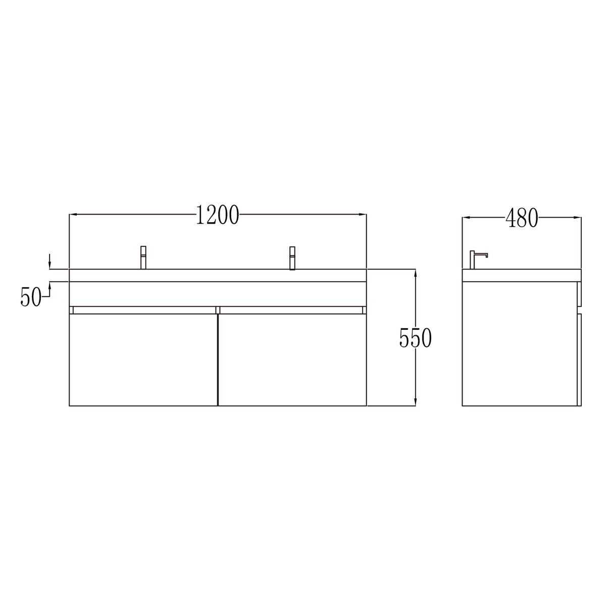 glasvilla Badmöbel Set Badezimmermöbel mit Mineralguss Waschbecken Waschtisch Botanica