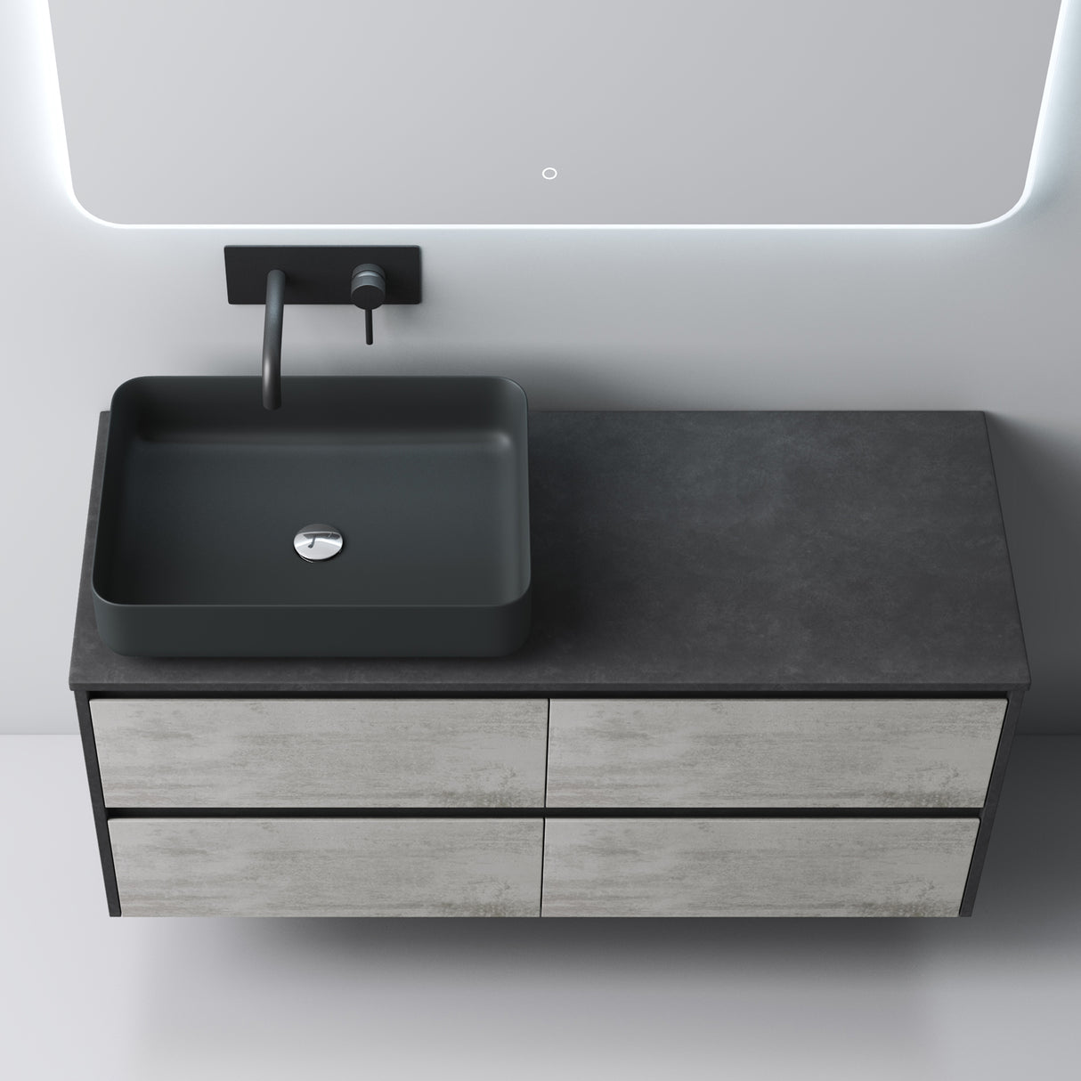 glasvilla Badmöbel-Set Waschbeckenunterschrank mit 2-Schubladen inkl. Waschbecken Normal