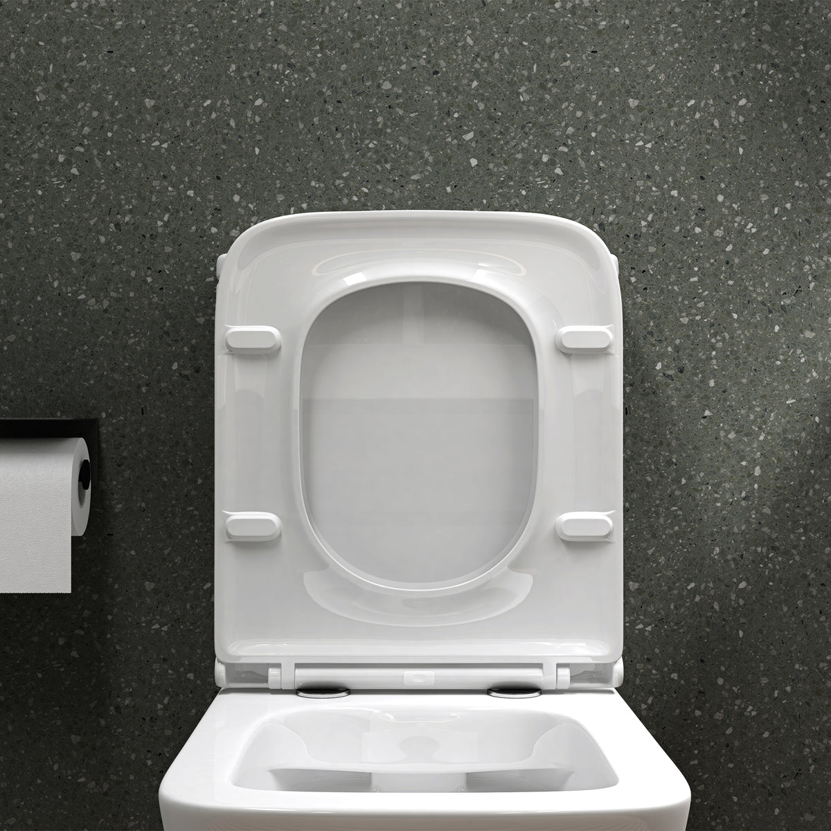 glasvilla Stand WC mit Spülkasten spülrandloses-WC bodenstehende-Toilette aus Keramik, weiß/matt schwarz  36x63x82cm, mit Absenkautomatik inkl. Spülkasten, Stand112T