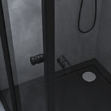 glasvilla Duschkabine mit Doppel-Schiebetür Duschtür Eckeinstieg Echtglas Lotuseffekt 6mm ESG-Sicherheitsglas Ravenna16K Schwarz