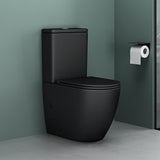 glasvilla Stand WC mit Spülkasten spülrandloses-WC bodenstehende-Toilette aus Keramik, weiß/matt schwarz  36x63x82cm, mit Absenkautomatik, inkl. Spülkasten, Stand179T