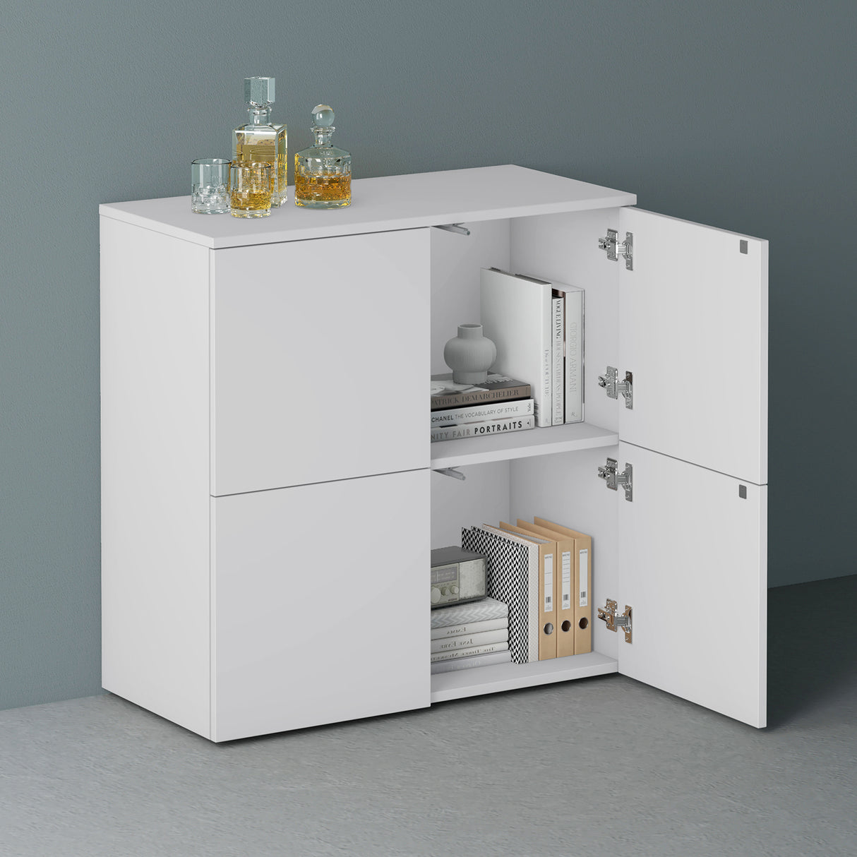 glasvilla Möbel Kommode Aufbewahrungsschrank mit 4 Türen Sideboard Schrank Mehrzweckschrank Schrank04