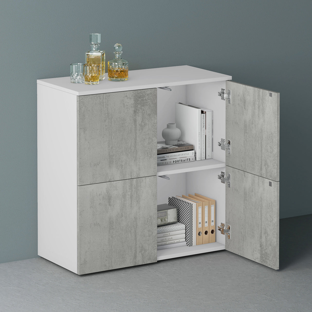 glasvilla Möbel Kommode Aufbewahrungsschrank mit 4 Türen Sideboard Schrank Mehrzweckschrank Schrank04