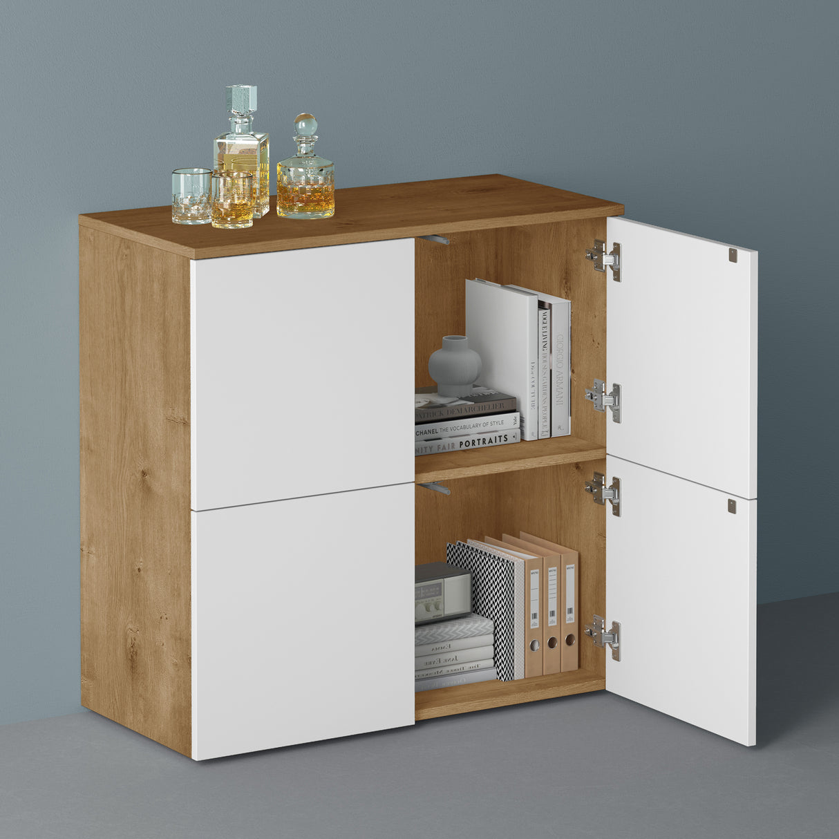 glasvilla Möbel Kommode Aufbewahrungsschrank mit 4 Türen Sideboard Schrank Mehrzweckschrank Schrank04