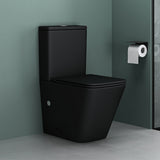 glasvilla Stand WC mit Spülkasten spülrandloses-WC bodenstehende-Toilette aus Keramik, weiß/matt schwarz  36x63x82cm, mit Absenkautomatik inkl. Spülkasten, Stand112T