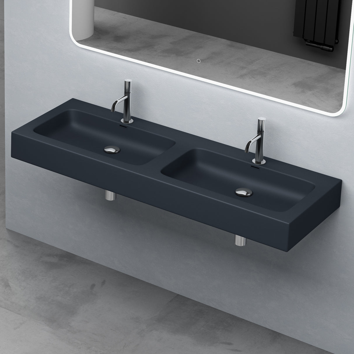 lavabo double Glasvilla, lavabo à poser, lavabo suspendu, lavabo en fonte minérale, meuble-lavabo Col830