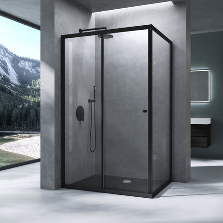 cabina de ducha Duschabtrennung ducha de esquina de vidrio de seguridad con puerta corredera NANO 190cm Ravenna16L-K