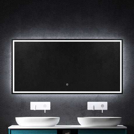 glasvilla Wandspiegel Badezimmer Spiegel LED Bad-Spiegel mit Touchschalter, Beschlagfrei durch Antifog-Schicht LED-Spiegel02