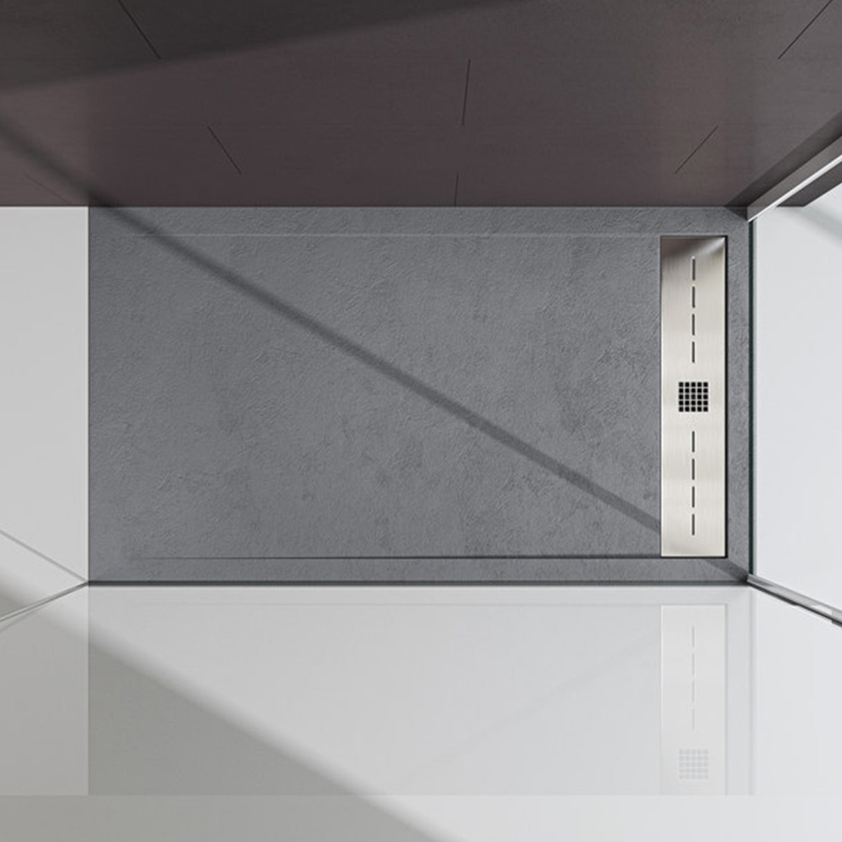 glasvilla Duschwanne Duschtasse für Duschkabine flach Rechteckig Beton-Grau aus hochwertigem Mineralguss Corvus