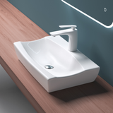 glasvilla Waschbecken Aufsatzwaschbecken,weiß Brüssel152B aus Keramik,mit Nano-Beschichtung