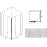 glasvilla Duschkabine mit Doppel-Schiebetür Duschtür Eckeinstieg Echtglas Lotuseffekt 6mm ESG-Sicherheitsglas Ravenna16K Schwarz