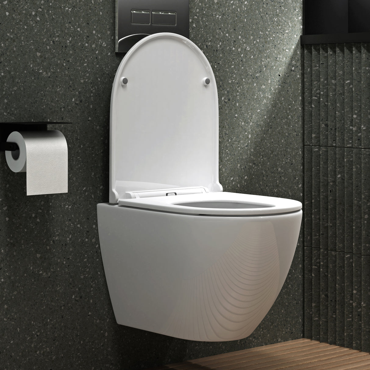 glasvilla Wand WC spülrandlos Schwarz Hänge WC spülrandlos Toilette WC mit Sitz Softclose