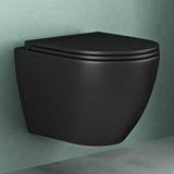 glasvilla Wand WC spülrandlos Schwarz Hänge WC spülrandlos Toilette WC mit Sitz Softclose