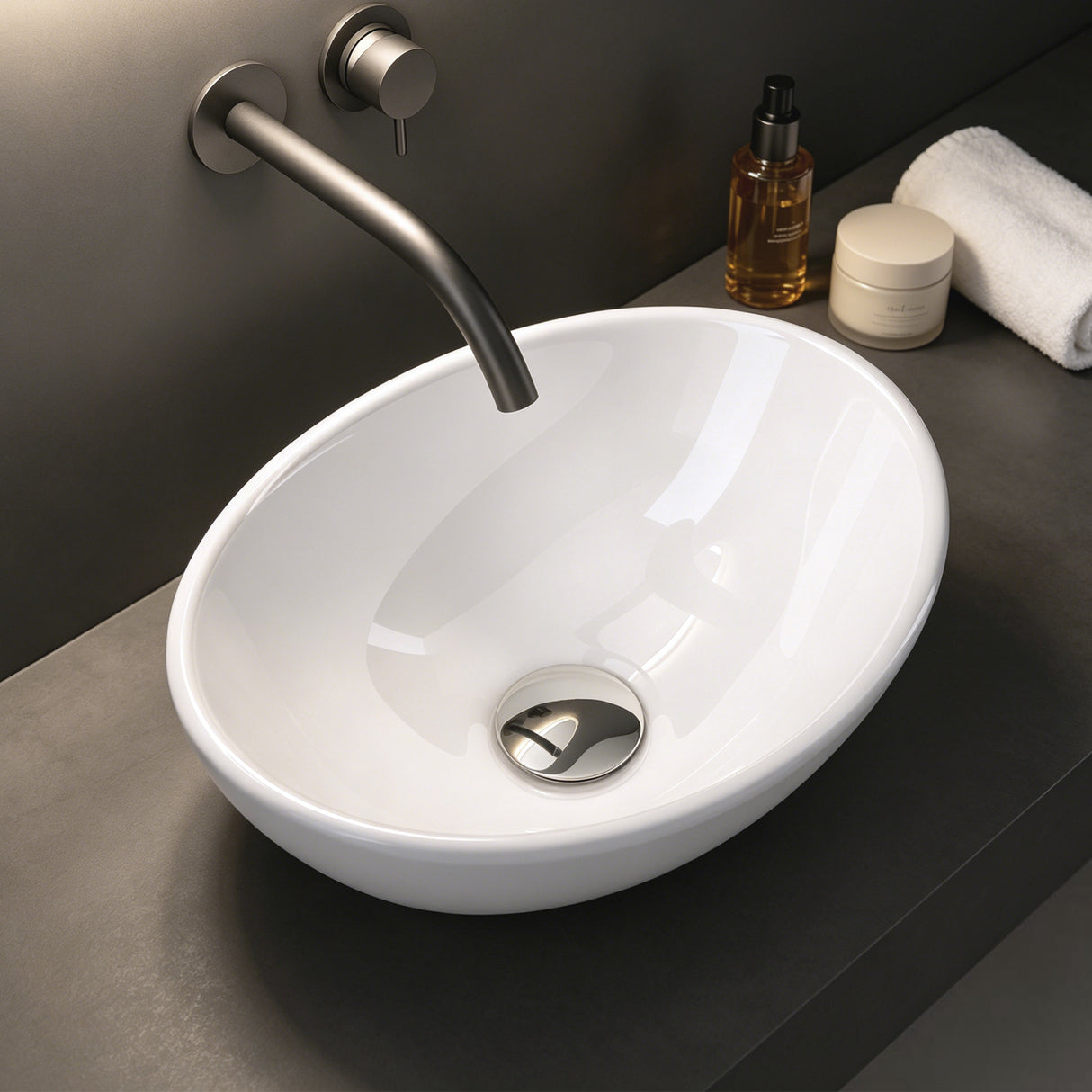 Lavabo de Encimera Glasvilla Brüssel205 Diseño Ovalado con Sellado Nano