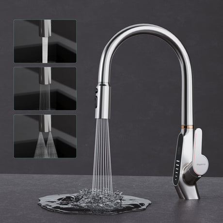 glasvilla Wasserhahn Küche Küchenarmatur ausziehbar 360° drehbar 3 Wasserstrahl-Modi LED-Digitalanzeige Küchenwasserhahn Spültischarmatur MS-8085