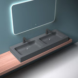 glasvilla Doppelwaschbecken Aufsatzwaschbecken Hängewaschbecken Waschbecken mineralguss Waschplatz Waschtisch Col830