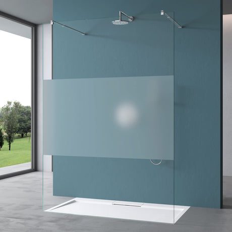 glasvilla Box Doccia Walk-In in Vetro 8mm Parete Doccia in Vetro di Sicurezza ESG con 2 Bracci Sostegni Telescopici, Stabilizzatore Rettangolare Bremen01+2