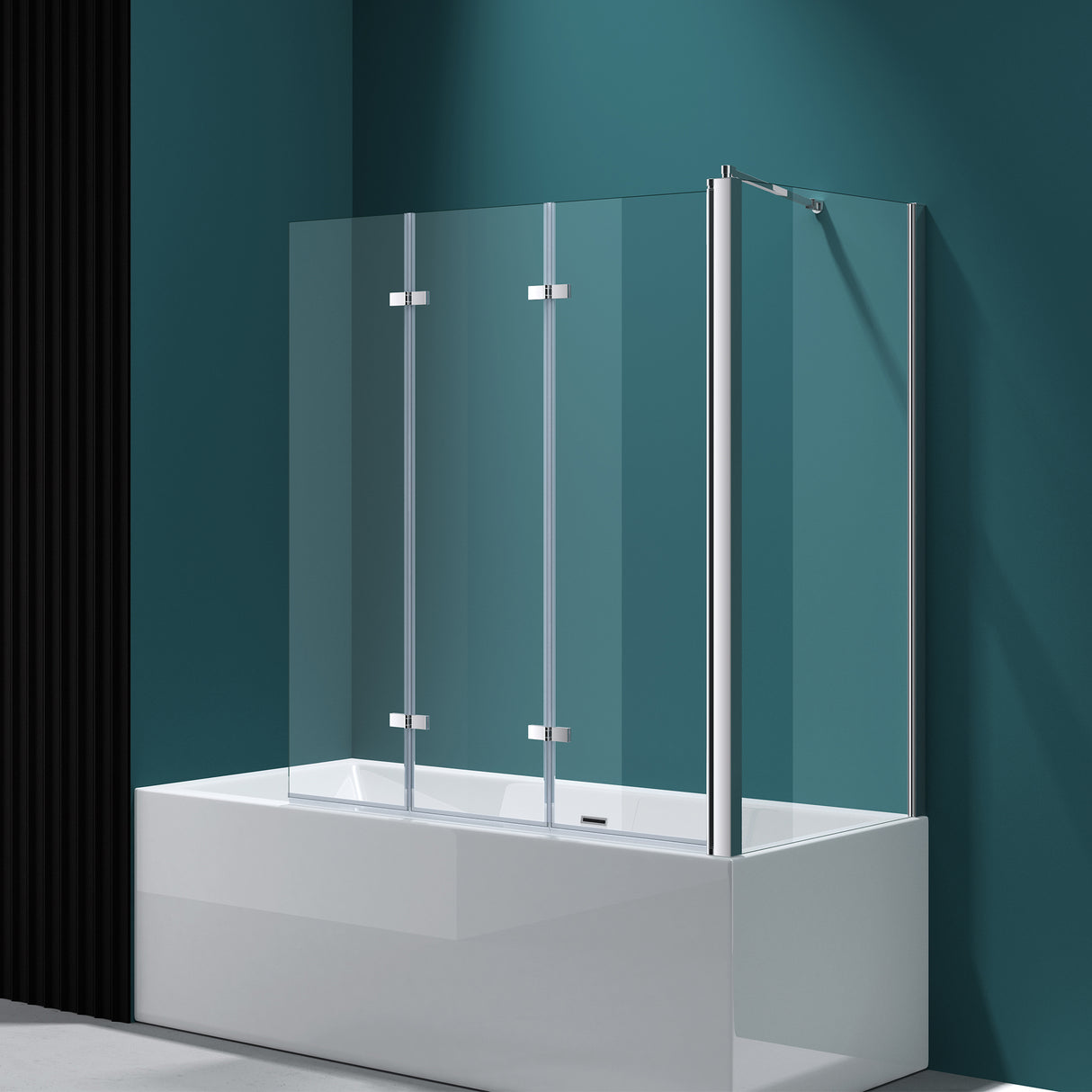 glasvilla Duschwand für Badewanne Badewannenwand Badewannenfaltwand 6mm Sicherheitsglas mit NANO-Versiegelung Badewannenaufsatz Badewannentrennwand Cortona116