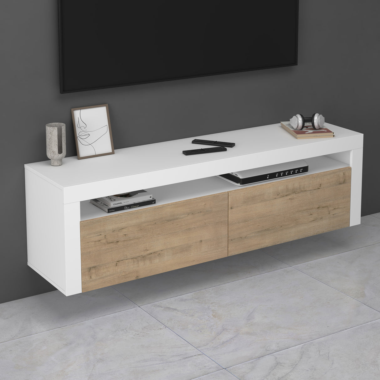 glasvilla Fernsehschrank TV Schrank Lowboard Hängeschrank 2 Türen mit Soft-Close Fernsehtisch für Wohnzimmer BTH: 160x40x46 cm Fernsehschrank01