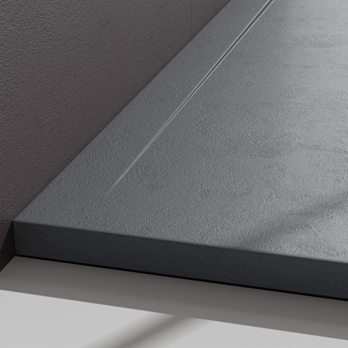 glasvilla Duschwanne Duschtasse für Duschkabine flach Rechteckig Beton-Grau aus hochwertigem Mineralguss Corvus