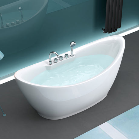 glasvilla Freistehende Badewanne Rechteck Sanitäracryl mit Armatur Standbadewanne