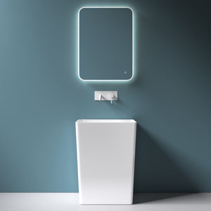 Lavabo sur pied Glasvilla Design Col36 blanc en résine minérale moulée, dimensions : L x P x H : 60 x 42 x 80 cm