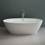 glasvilla Freistehende Badewanne Acryl Oval Acryl-Standbadewanne inkl. Pop Up Ablaufgarnitur Weiß