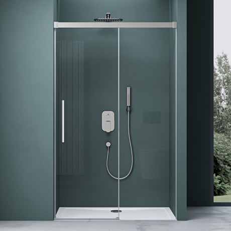 glasvilla Duschtür Nischentür dusche Duschabtrennung Chrom und Schwarz Duschkabine Nischenschiebetür 6mm ESG-Sicherheitsglas inkl. Soft-Close Teramo12K