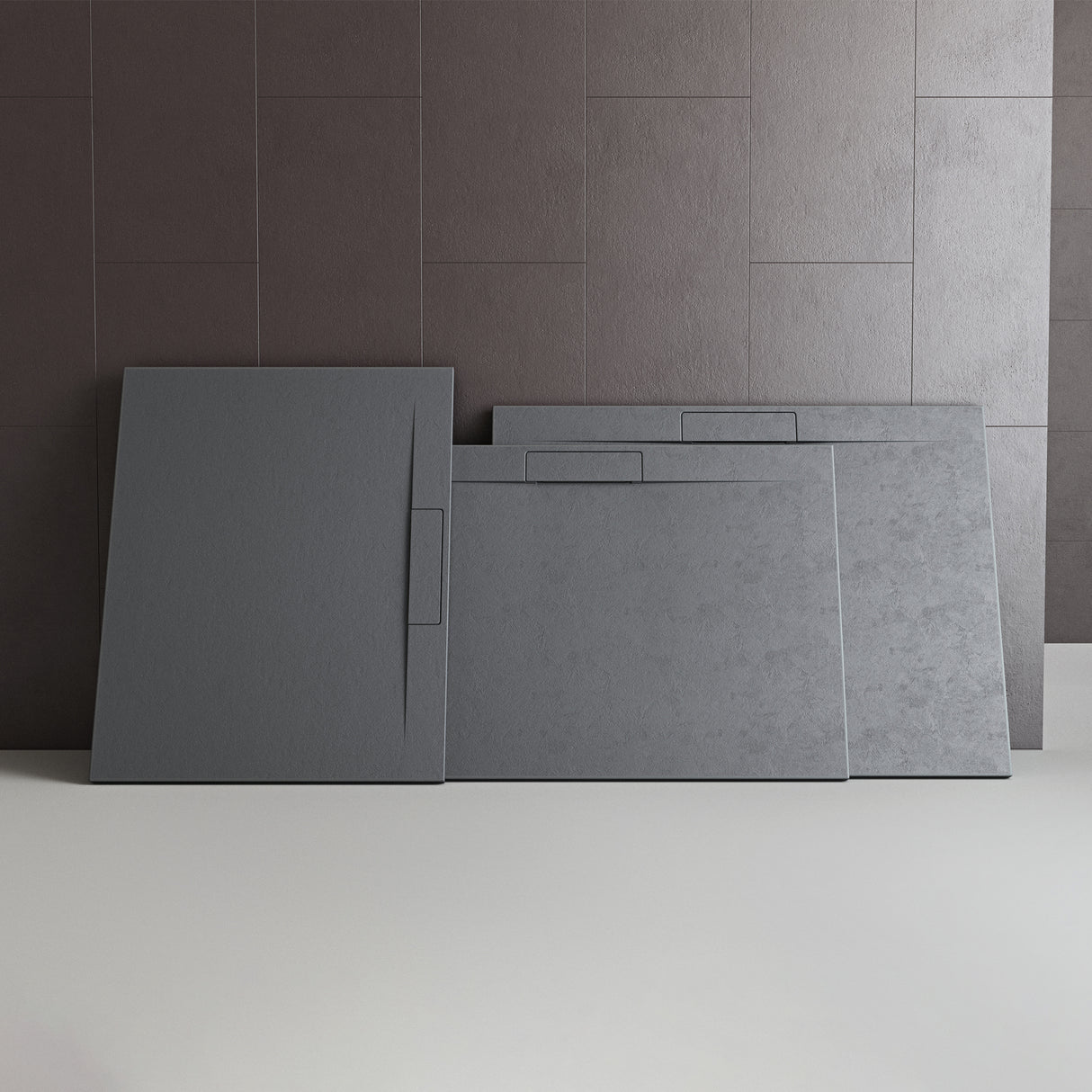 glasvilla Duschwanne Duschtasse für Duschkabine flach Rechteckig Beton-Grau aus hochwertigem Mineralguss Lyra