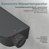 glasvilla Duschsystem mit Thermostat, Duscharmatur Komplettset mit Sicherheitsverriegelung, 3 Strahlarten höhenverstellbar Duschbrause mit Unterauslauf aus Messing  Duschsystem9