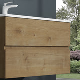 glasvilla Badmöbel-Set Waschtisch mit Unterschrank Mineralguss Waschbecken Waschbeckenunterschrank  2-Schubladen Soft-Close Aqualis