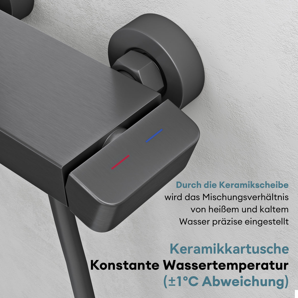 glasvilla Duschsystem mit Regendusche Duschkopf 3 Strahlarten höhenverstellbar Duschbrause mit Unterauslauf aus Aluminium Duschsystem10