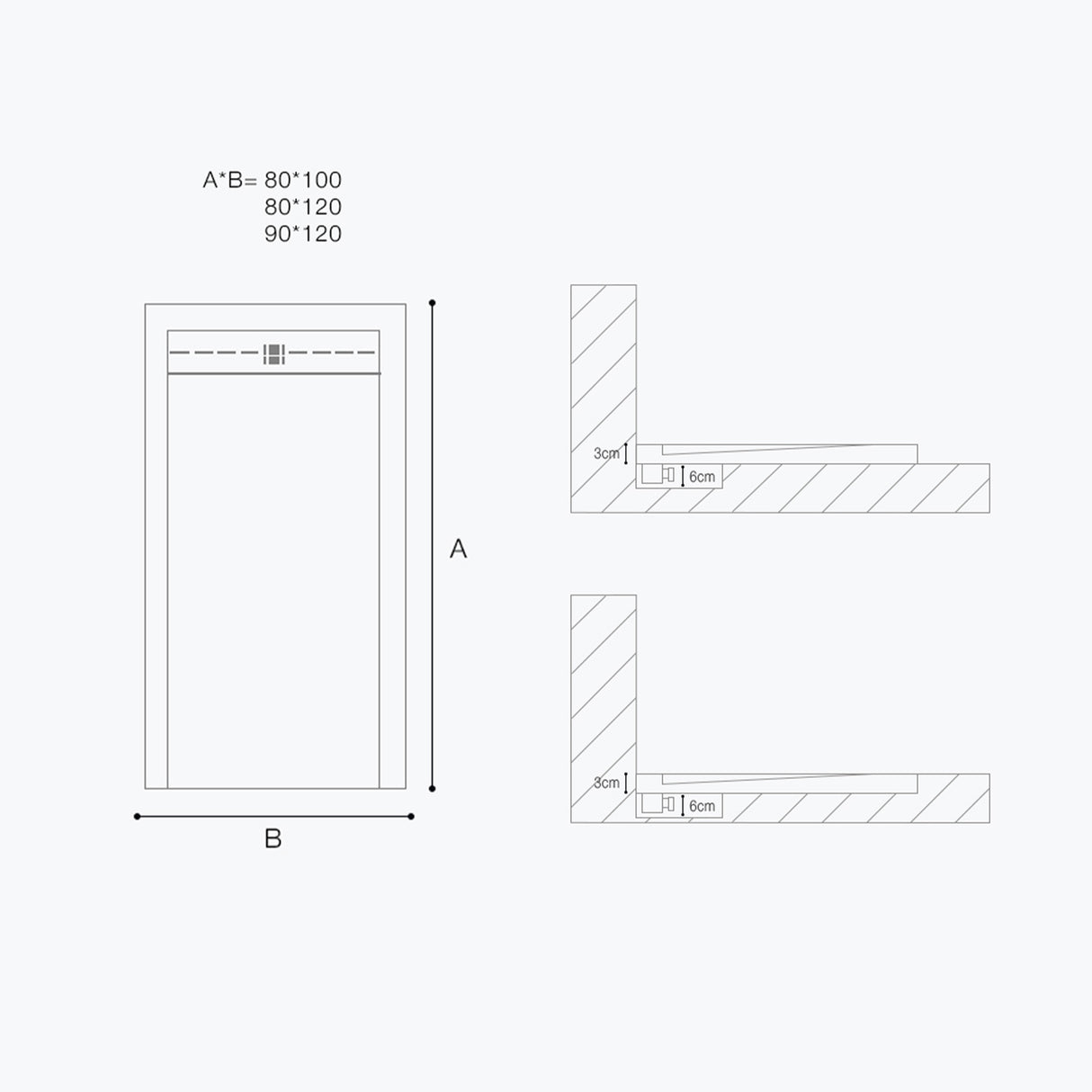 glasvilla Duschwanne Duschtasse für Duschkabine flach Rechteckig Beton-Grau aus hochwertigem Mineralguss Corvus