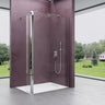glasvilla Walk-In Duschwand para ducha Duschabtrennung 8mm Klarglas con 30cm Nebenteil ESG-Sicherheitsglas con Nanobeschichtung Estabilizador redondo y rectangular Bremen01K-Plus