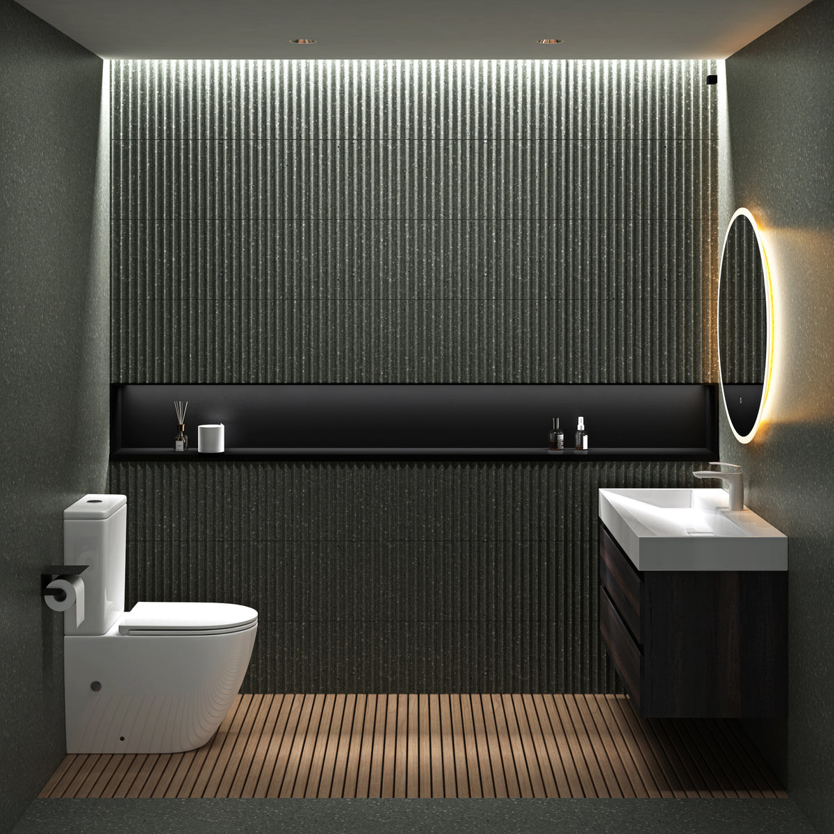 glasvilla Stand WC mit Spülkasten spülrandloses-WC bodenstehende-Toilette aus Keramik, weiß/matt schwarz  36x63x82cm, mit Absenkautomatik, inkl. Spülkasten, Stand179T