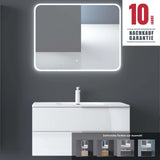 glasvilla Badmöbelset Unterschrank mit Waschbecken Waschtisch 2 Schubladen Badezimmer Waschbeckenunterschrank Badezimmermöbel Paestum