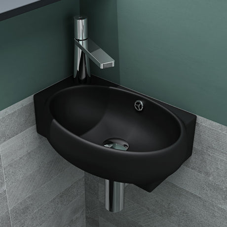 glasvilla Waschbecken Gäste WC Aufsatzwaschbecken Hängewaschbecken aus Keramik mit NANO, BTH: 42x28x15cm, Brüssel001