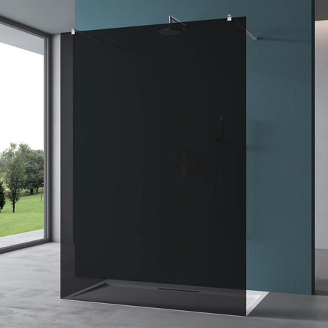 glasvilla Box Doccia Walk-In in Vetro 8mm Parete Doccia in Vetro di Sicurezza ESG con 2 Bracci Sostegni Telescopici, Stabilizzatore Rettangolare Bremen01+2