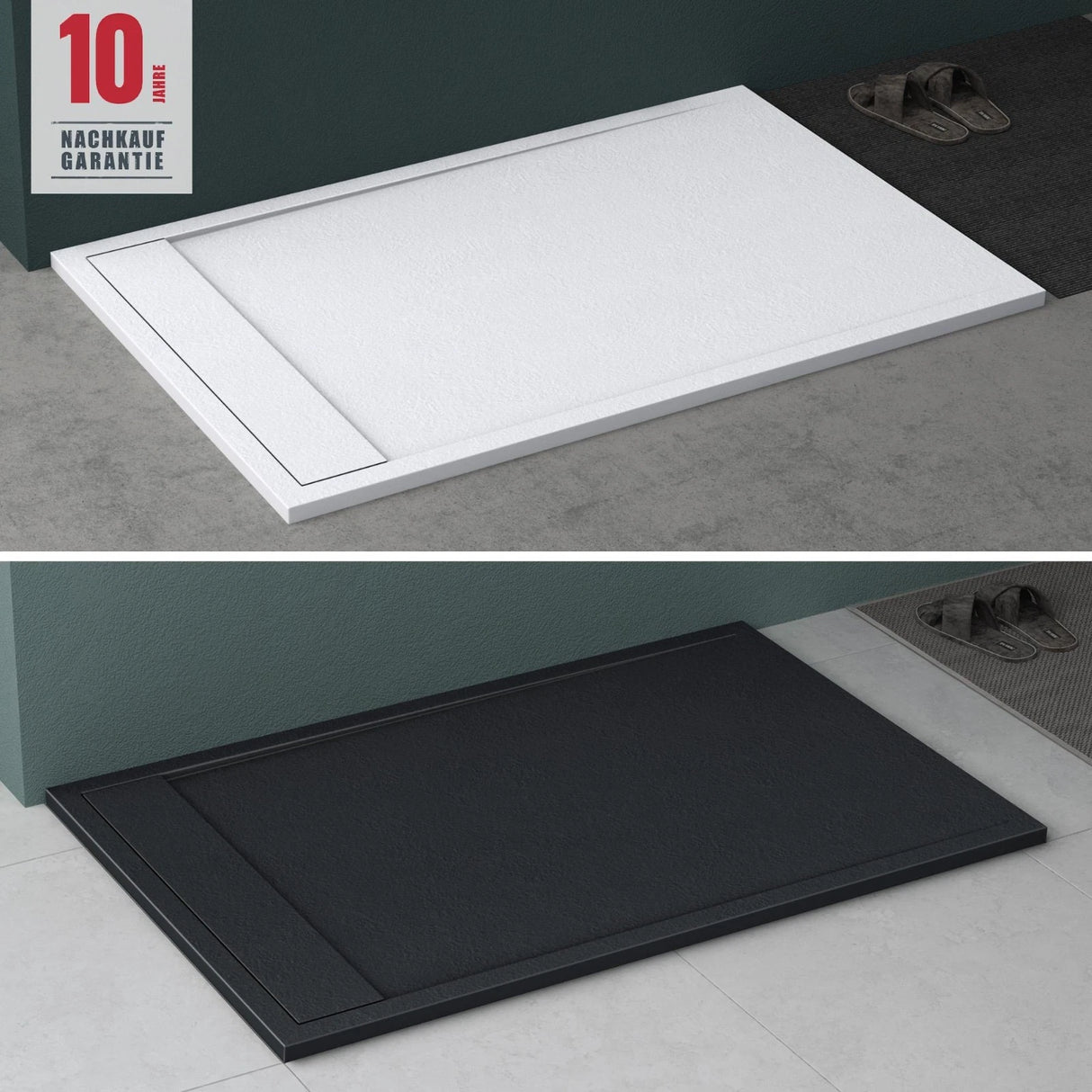 glasvilla Duschwanne Duschtasse aus Mineralguss Mineralgusswan DIN-Anschlüsse Geoma10