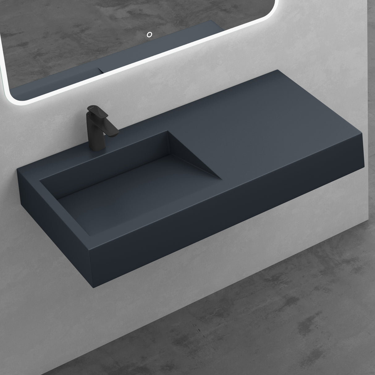 glasvilla Waschbecken Hängewaschbecken Aufsatzwaschbecken Mineralguss rechteckige Form Colossum11