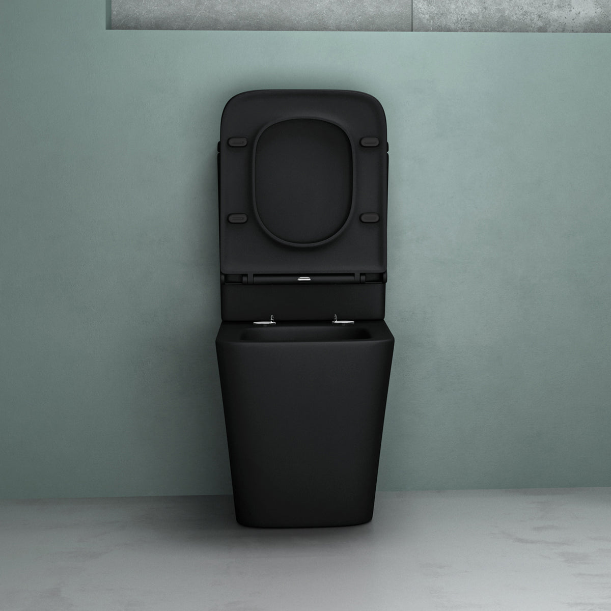 glasvilla Stand WC mit Spülkasten spülrandloses-WC bodenstehende-Toilette aus Keramik, weiß/matt schwarz  36x63x82cm, mit Absenkautomatik inkl. Spülkasten, Stand112T